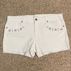 Loft Embroidered White Shorts